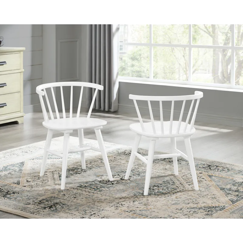 Edo - 5 Piece Dining Set, Trestle Dining Table With 4 Windsor Chairs - White