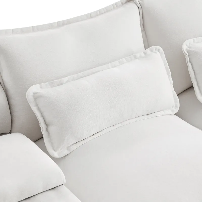 Modern U Shaped Sofa With Console, Cupholders And USB Ports, 6 Seat Upholstered Symmetrical Indoor F