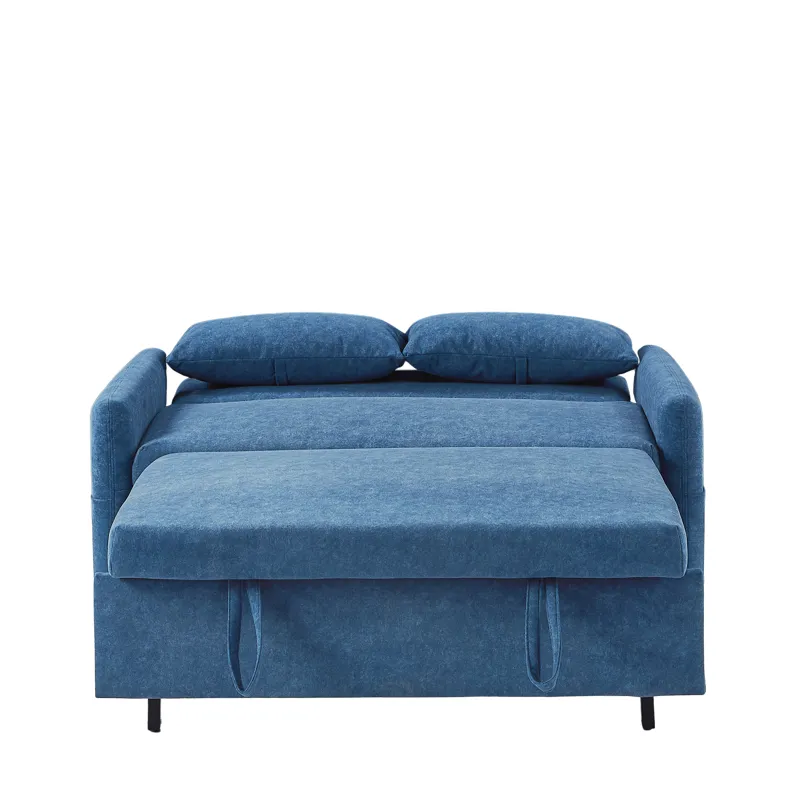 Pull Out Sleep Sofa Bed Loveseats Sofa Couch With Adjsutable Backrest, Storage Pockets, 2 Soft Pillo