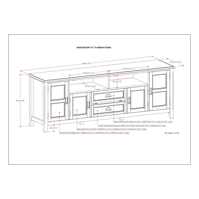 Burlington - 72\" TV Media Stand - Black
