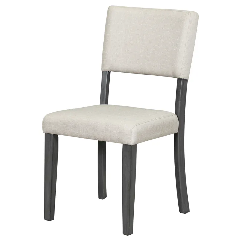 5 Piece Retro Round Dining Table Set With Curved Trestle Style Table Legs And 4 Upholstered Chairs F