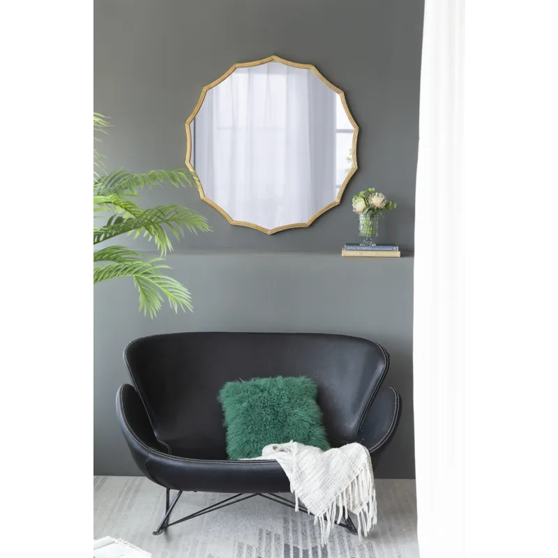 Round Sunburst Wall Mirror, Wall Decor Mirror For Entryway Bedroom Living Room - Gold