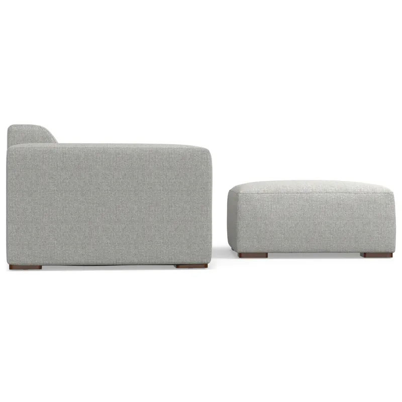 Rex - 2 Seater Sofa and Ottoman - Pale Gray