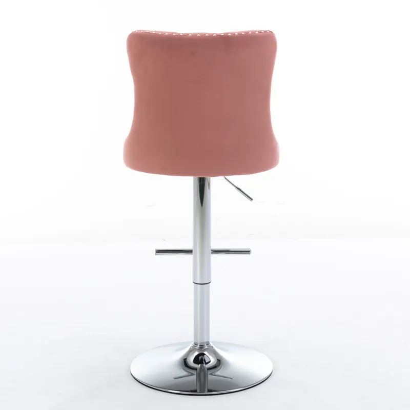 Swivel Velvet Barstools Adjusatble Seat Height From 25-33\", Modern Upholstered Chrome Base Bar Stoo
