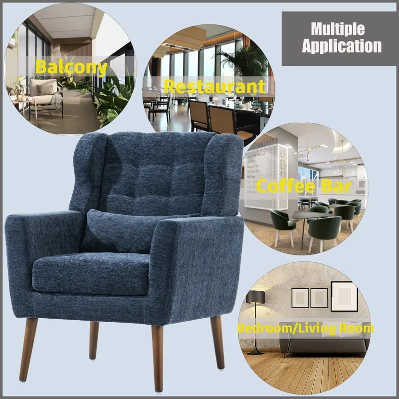 Modern Accent Chair, Chenille Arm Chairs For Living Room, Upholstered Mordern Armchair, Comfy Soft P