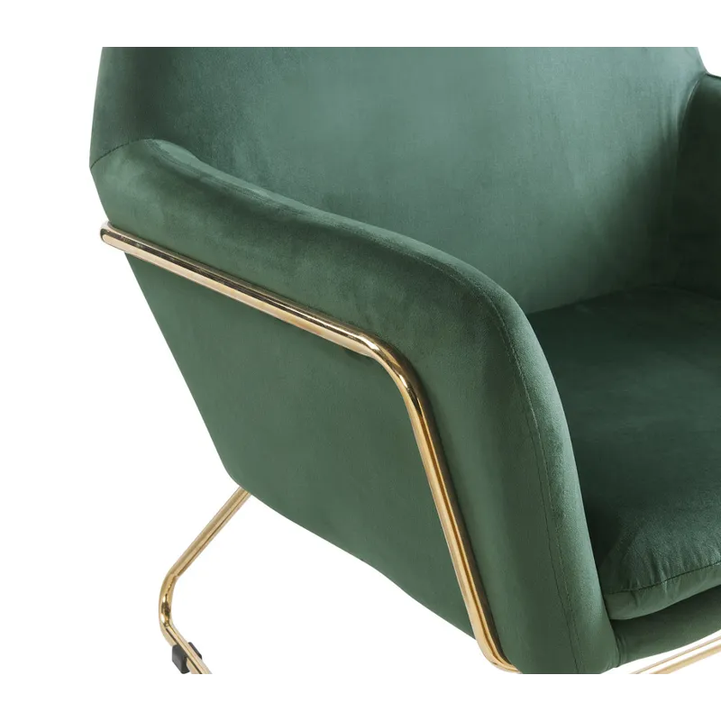 Keira - Velvet Accent Chair With Metal Base - Green