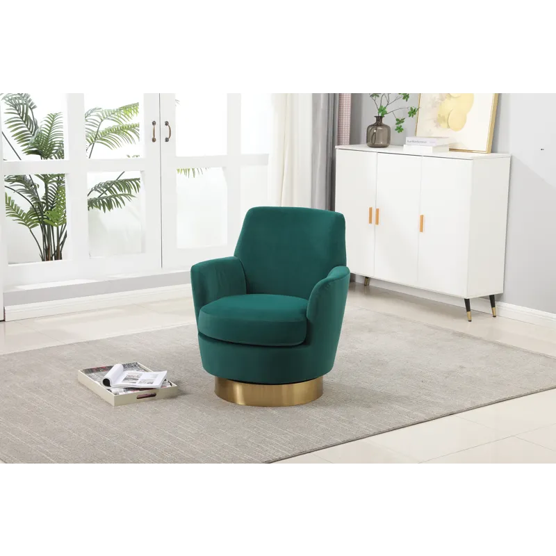Velvet Swivel Barrel Chair, Swivel Accent Chairs Armchair For Living Room, Reading Chairs For Bedroo