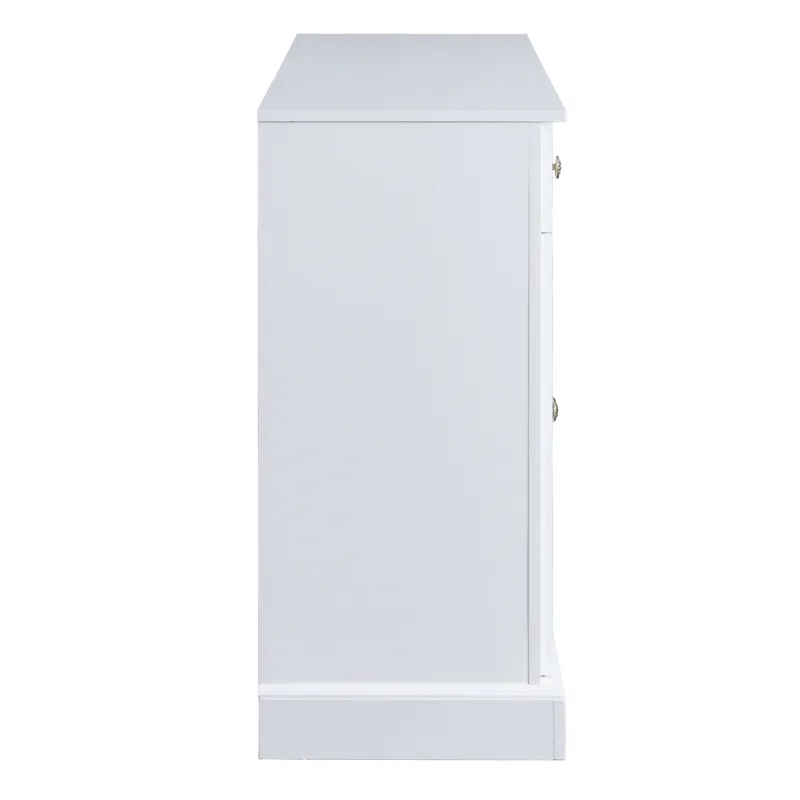 Kitchen Sideboard Storage Buffet Cabinet With 2 Drawers & 4 Doors Adjustable Shelves For Dining Room, Living Room - White