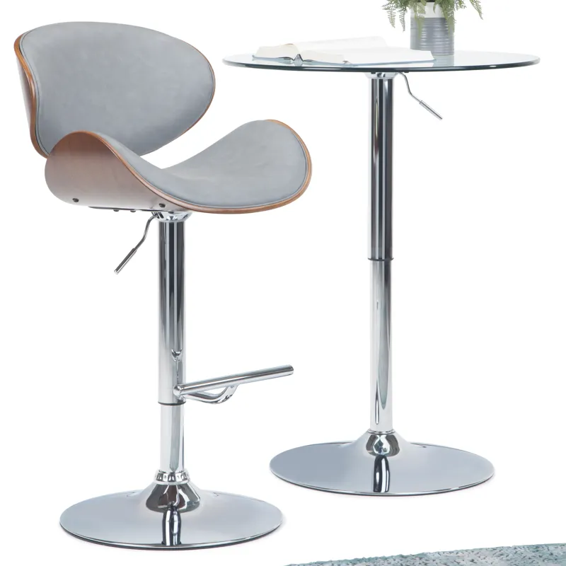 Marana - Bentwood Adjustable Swivel Bar Stool - Stone Grey