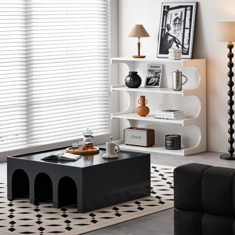 Multifunctional 4 Tier Book Shelf & Coffee Table For Living Room Bedroom Dining Room Study Entryway,