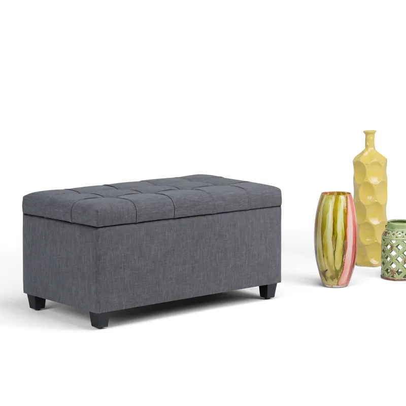 Sienna - Storage Ottoman Bench - Slate Grey