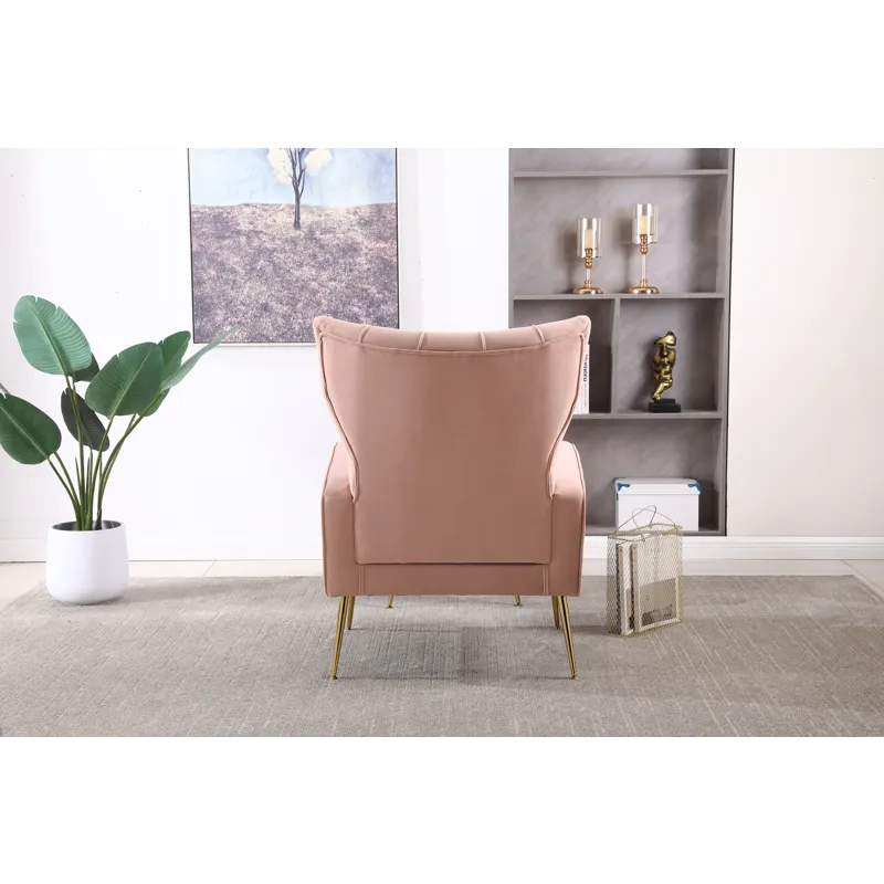 Modern Accent Chair With Ottoman, Comfy Armchair For Living Room, Bedroom, Apartment, Office - Pink
