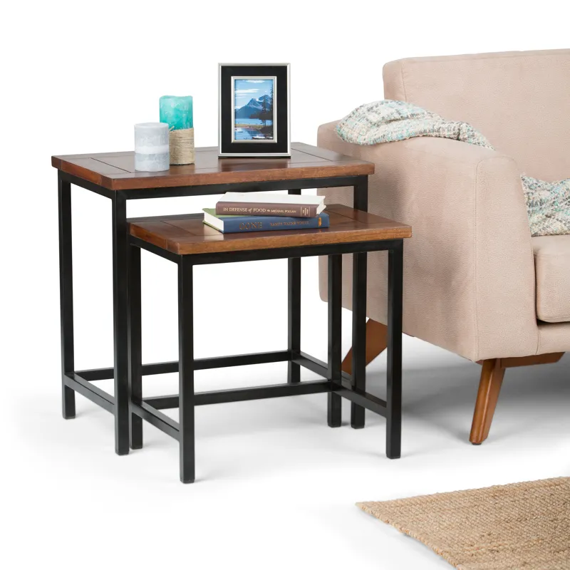 Skyler - 2 Pc Nesting Side Table - Dark Cognac Brown