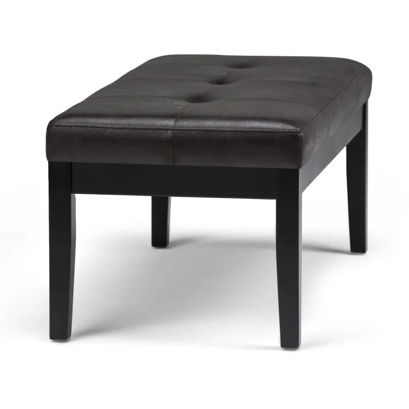 Lacey - Tufted Ottoman Bench - Distressed Black