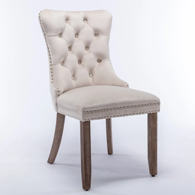Nikki - Modern, High-End Tufted Solid Wood Contemporary Velvet Upholstered Dining Chair With Wood Le