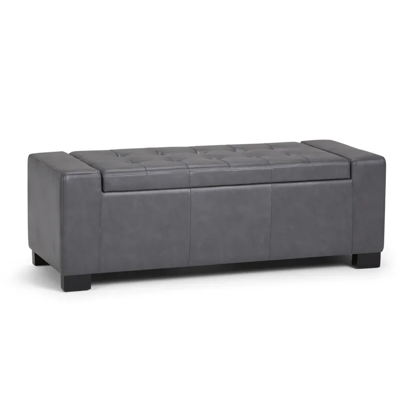 Laredo - Large Storage Ottoman - Stone Grey