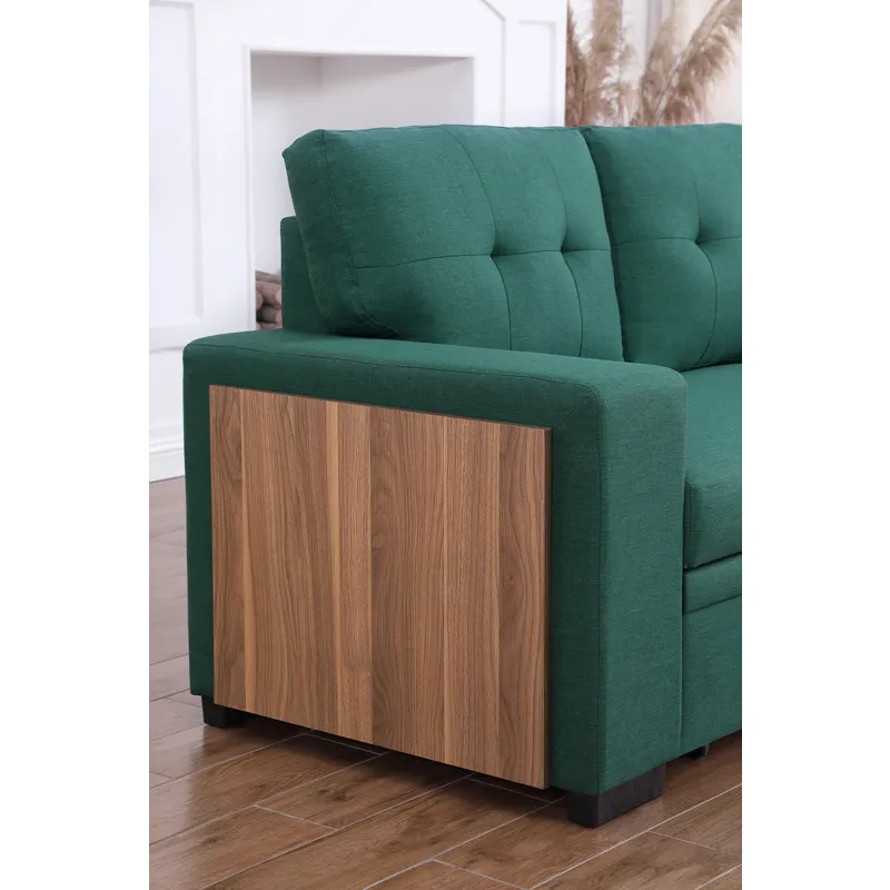 3 Piece Upholstered Sectional - Green