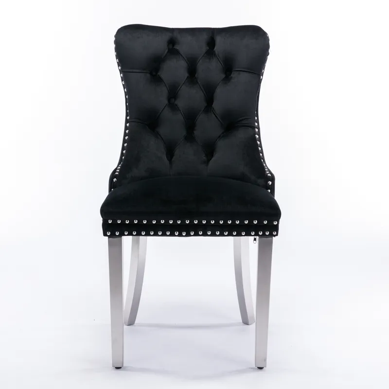 Nikki - Modern, High-End Tufted Solid Wood Contemporary Velvet Upholstered Dining Chair With Chrome 