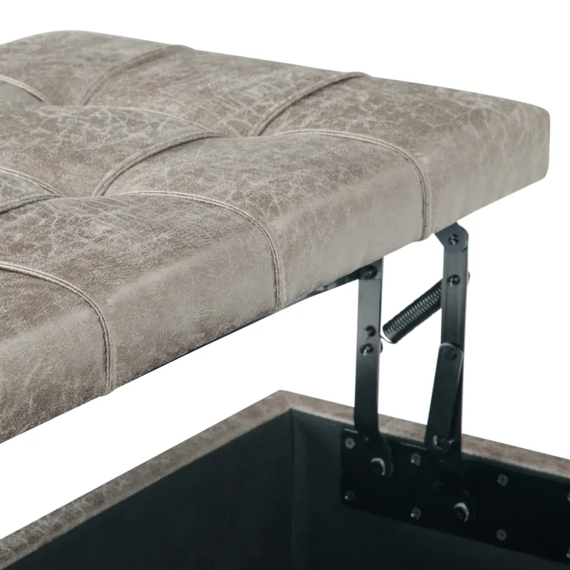 Harrison - Coffee Table Storage Ottoman - Distressed Grey Taupe