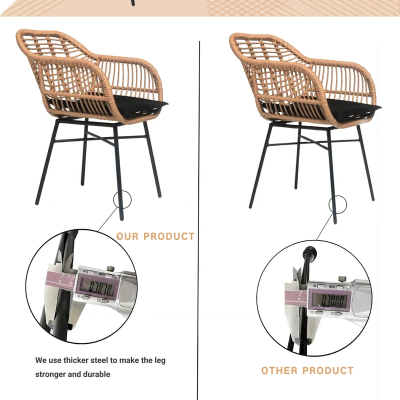 3 Pieces Of Luxury Outdoor Wicker Furniture, Patio Bistro Style Table And Chair Combination, Weather