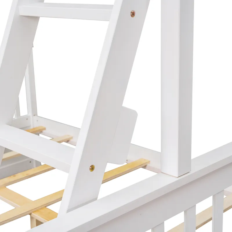 Twin Over Full Bunk Bed With Ladders And Two Storage Drawers - White