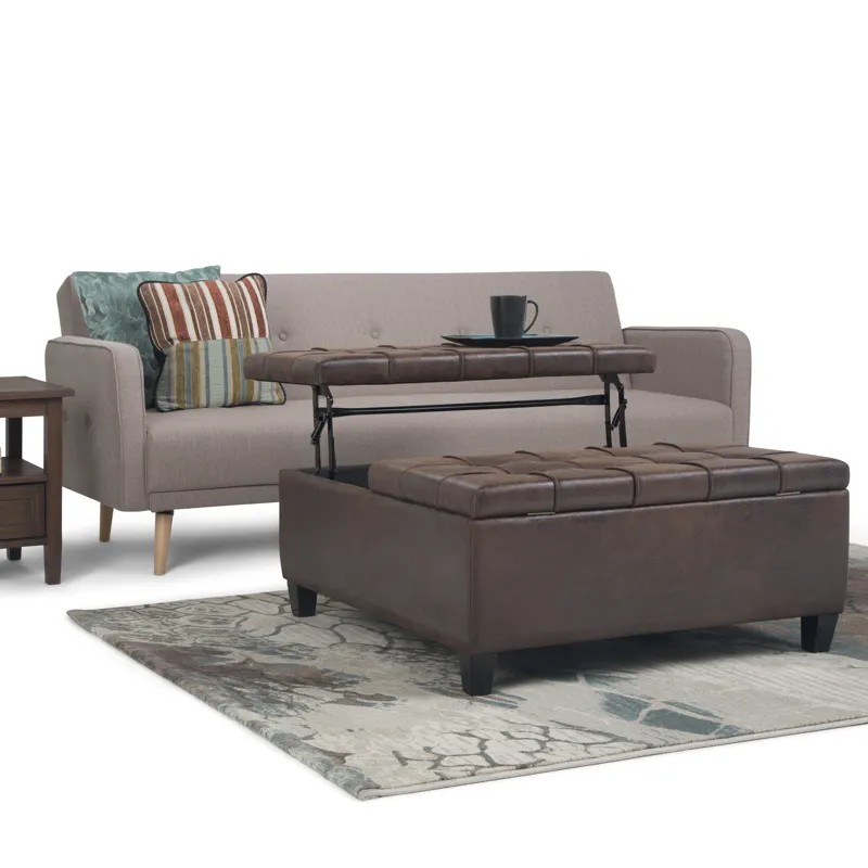 Harrison - Coffee Table Storage Ottoman - Distressed Brown