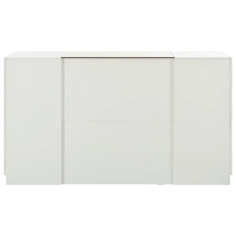 Modern Luxury Multi-Functional Island Vanity Dresser And Storage Cabinet With Glass Tabletop, Displa