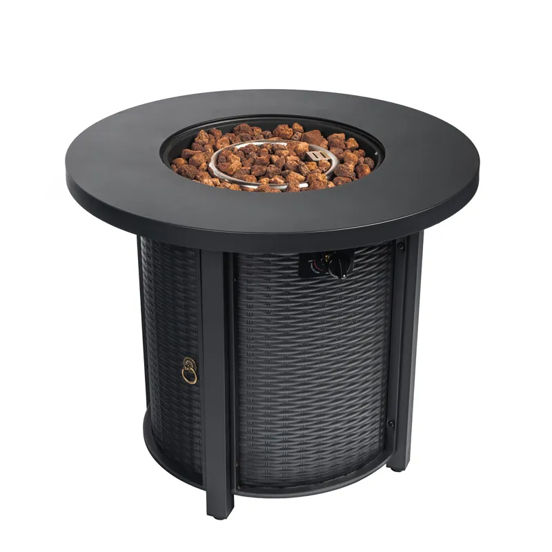 30\" Propane Round Fire Table 40000Btu Propane Fire Pit Table - Black