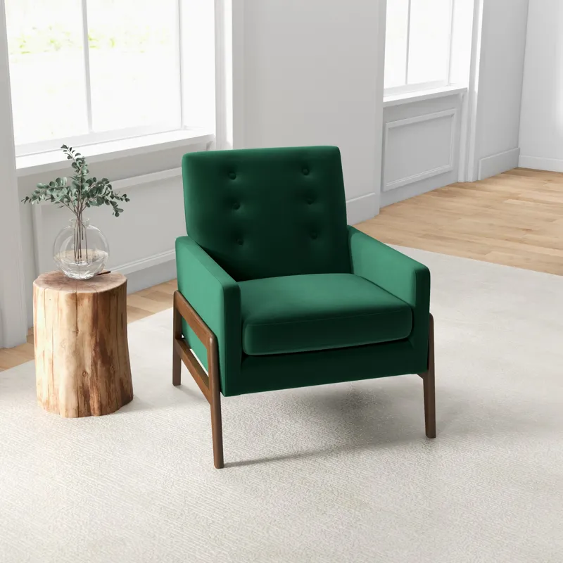 Cole - Solid Wood Lounge Chair - Green