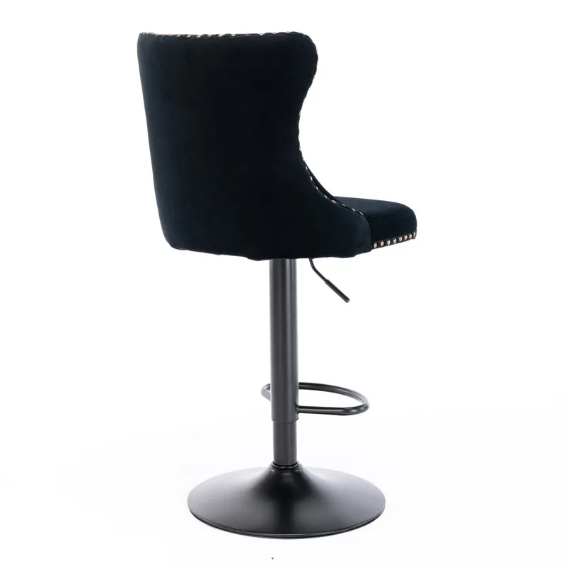 Swivel Velvet Barstools Adjusatble Seat Height, Modern Upholstered Bar Stools With Backs Comfortable