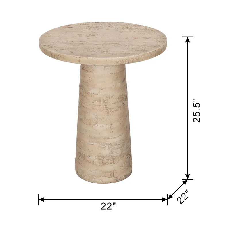 Round Side Table With Pedestal Base - Cream