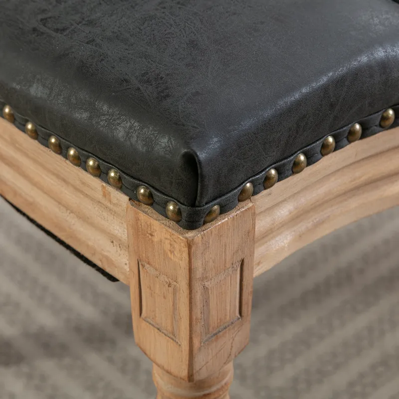 French Style Solid Wood Frame Antique Painting, Hand-Pulled Buckle Decoration PU Artificial Leather 