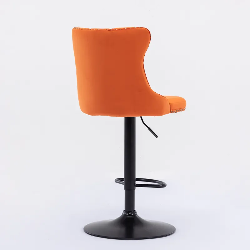 Swivel Velvet Barstools Adjusatble Seat Height, Modern Upholstered Bar Stools With Backs Comfortable