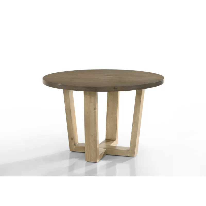 Brutus - Contemporary Round Dining Table With Wheat Colored Base - Vintage Walnut