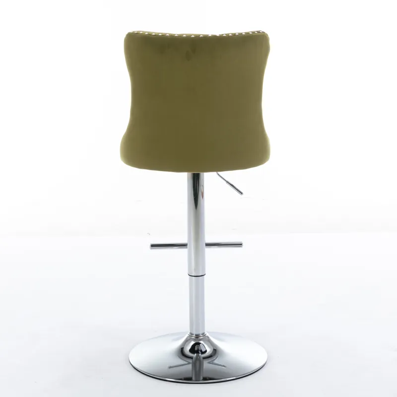 Swivel Velvet Barstools Adjusatble Seat Height From 25-33\", Modern Upholstered Chrome Base Bar Stoo