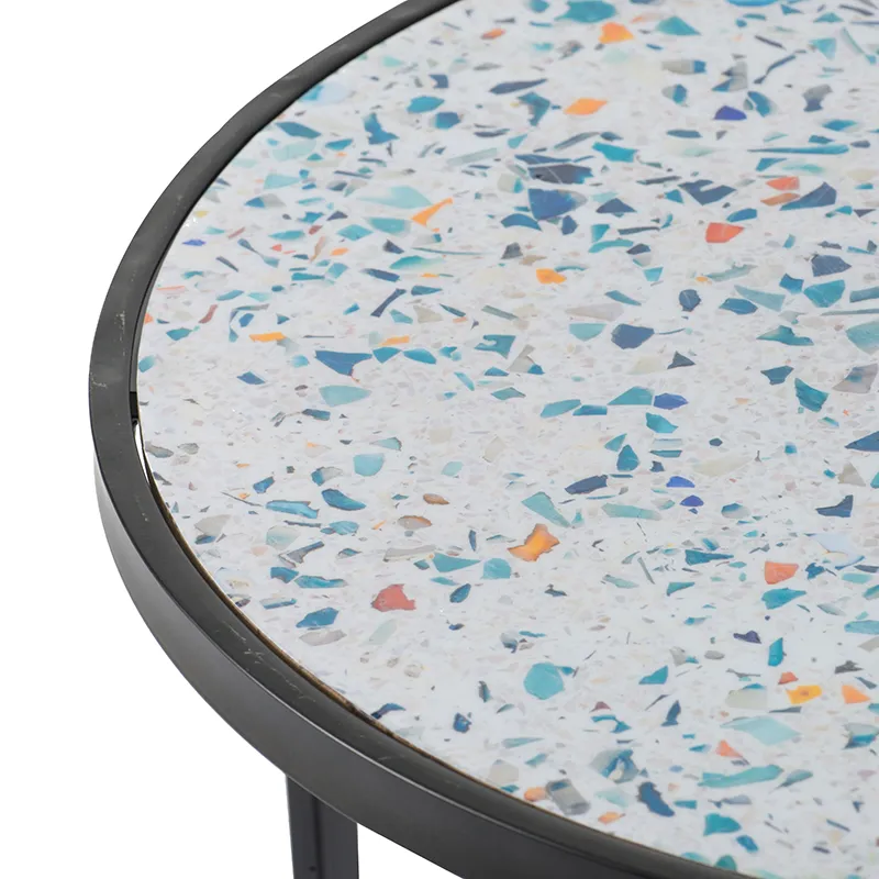 Round End Table, Stacking Side Tables With Sturdy Metal Frame For Small Space, Living Room, Office (