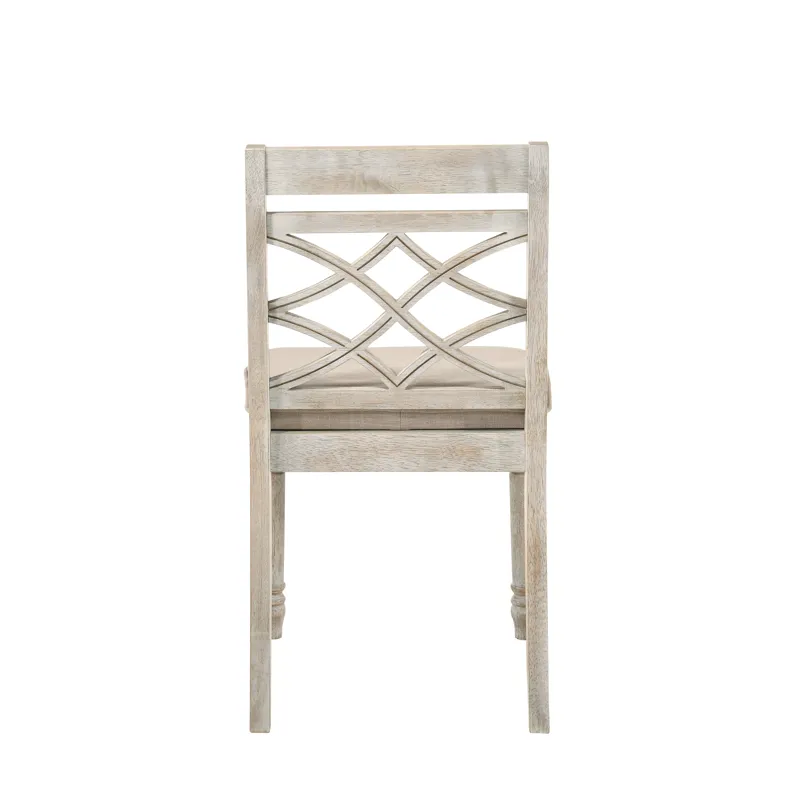 Havanna - 5 Piece Wide Contemporary Round Dining Table With Off White Fabric Chairs (Set of 5) - Vin