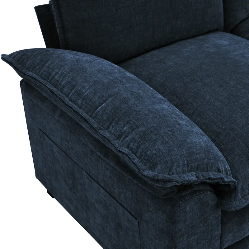 Modern L Shaped Chenille Cloud Sofa With Double Seat Cushions, 5 Seat Upholstered Indoor Furniture, 