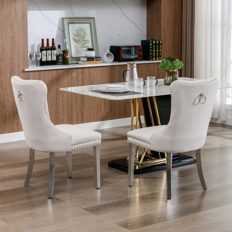 Nikki - Modern, High-End Tufted Solid Wood Contemporary Velvet Upholstered Dining Chair With Chrome 