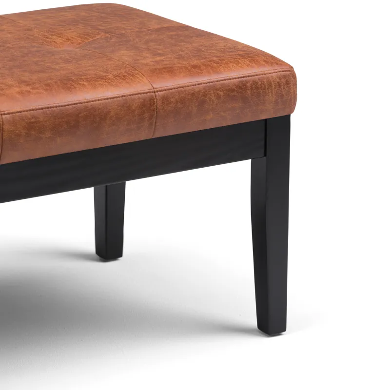 Lacey - Tufted Ottoman Bench - Distressed Saddle Brown