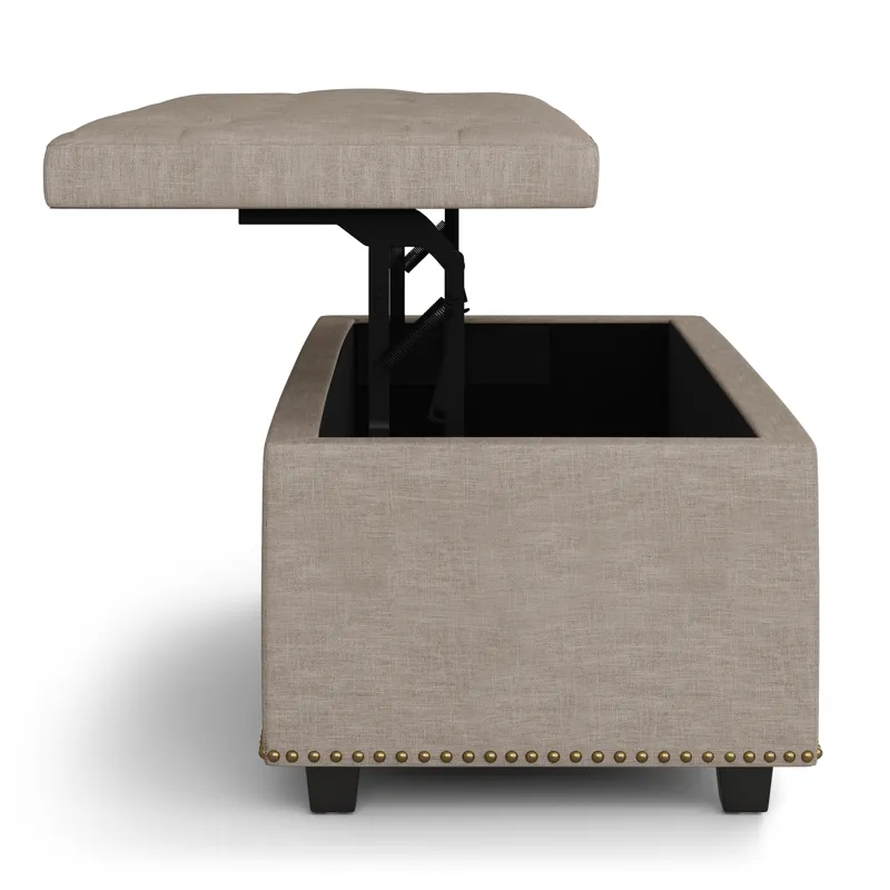 Hamilton - Lift Top Rectangular Storage Ottoman - Natural