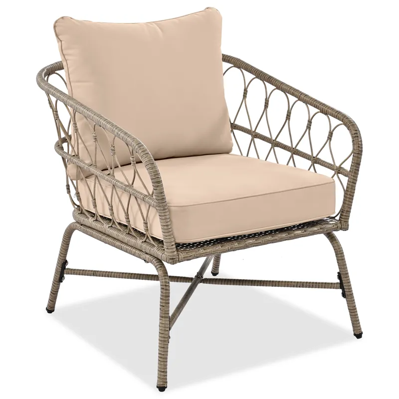 Bohemia-Inspired 4 Person Outdoor Seating Group With Removable Cushions, Conversation Patio Set With