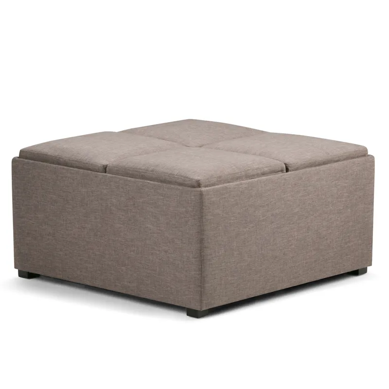Avalon - Square Coffee Table Storage Ottoman - Fawn Brown