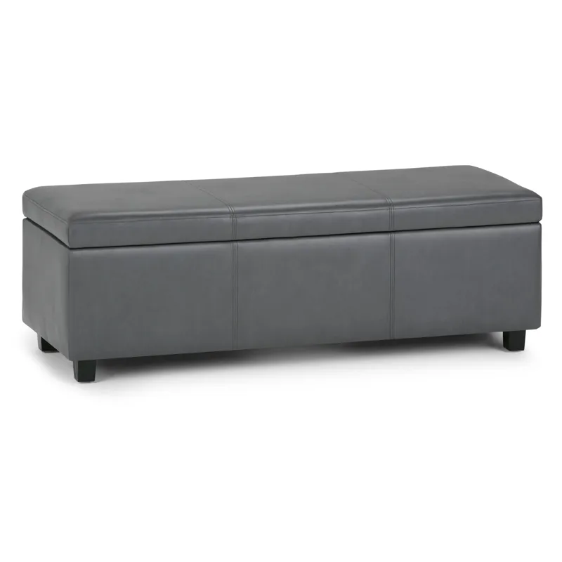 Avalon - Storage Ottoman Bench - Stone Grey