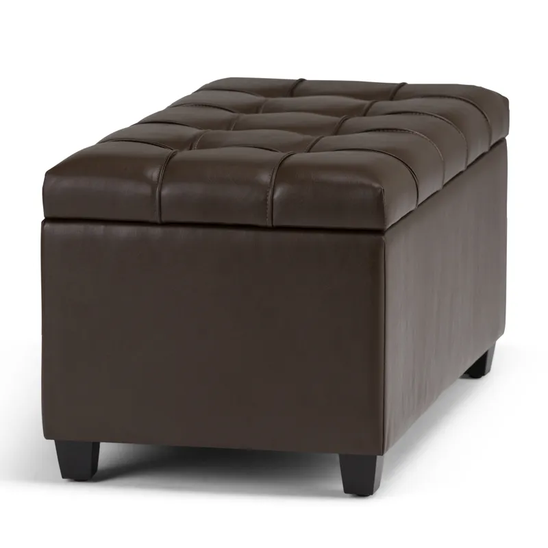 Sienna - Storage Ottoman Bench - Chocolate Brown