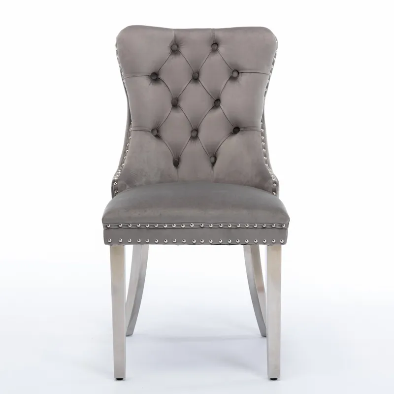 Nikki - Modern, High-End Tufted Solid Wood Contemporary Velvet Upholstered Dining Chair With Chrome 
