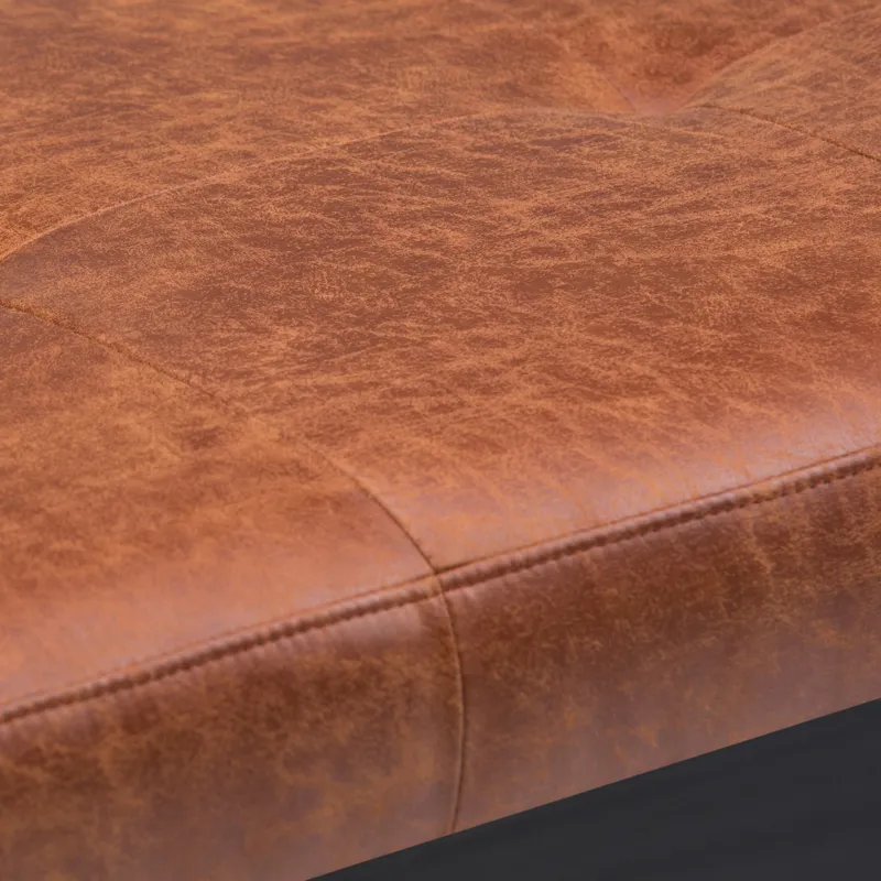 Lacey - Tufted Ottoman Bench - Distressed Saddle Brown