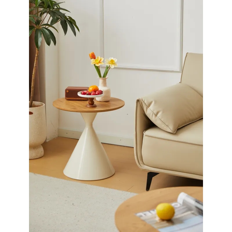 Round Coffee Table - Brown / White