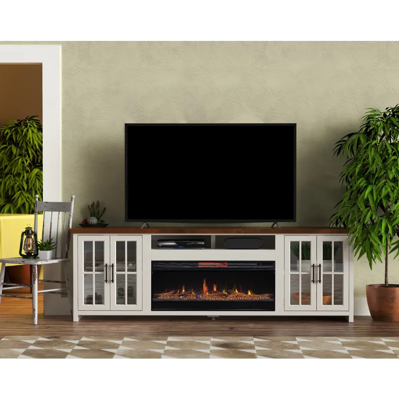 Hampton - 97\" Fireplace TV Stand - Jasmine Whitewash / Barnwood