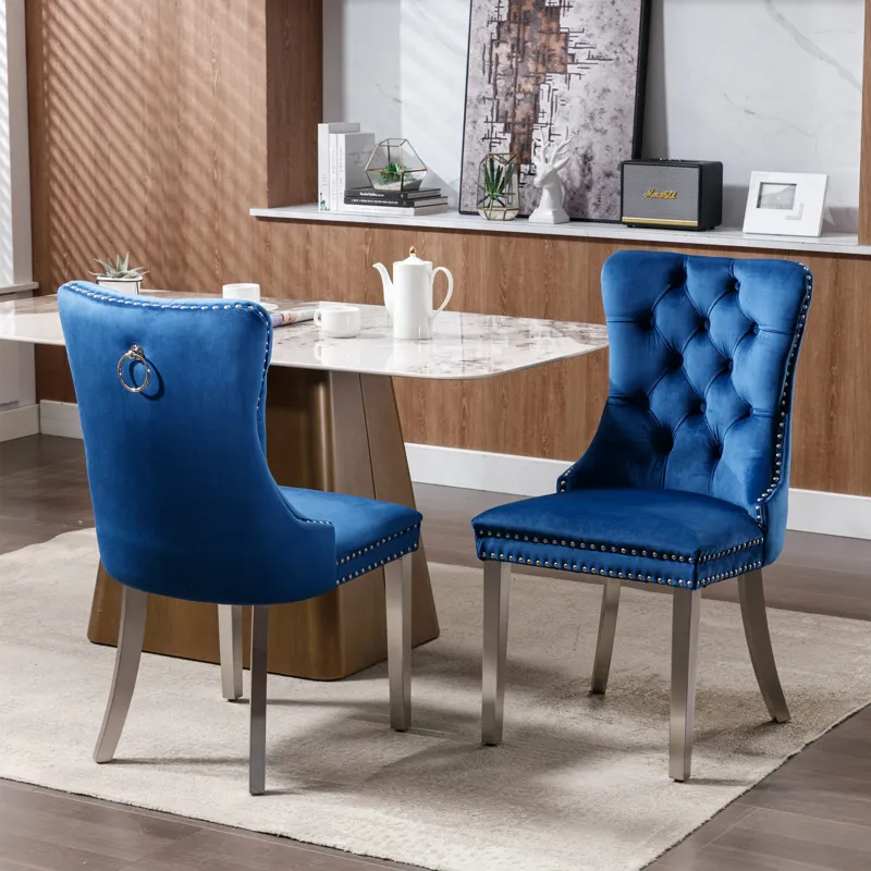 Nikki - Modern, High-End Tufted Solid Wood Contemporary Velvet Upholstered Dining Chair With Chrome 